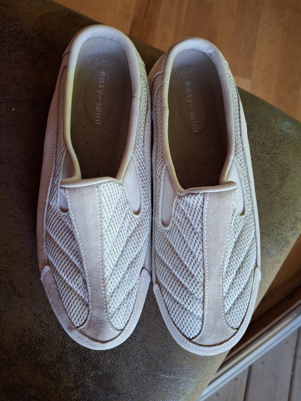 Easy Spirit Womens Slip-On Sneakers in Light Beige